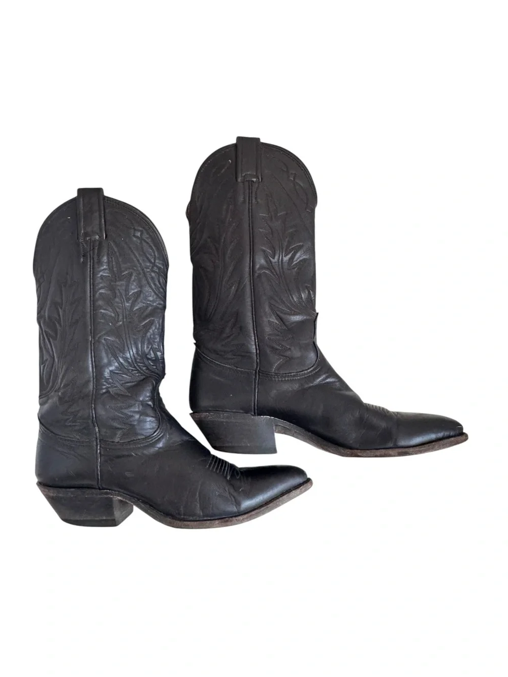 VINTAGE Nocona Men's Black Leather Western Boots Made in USA 90s Size 7C